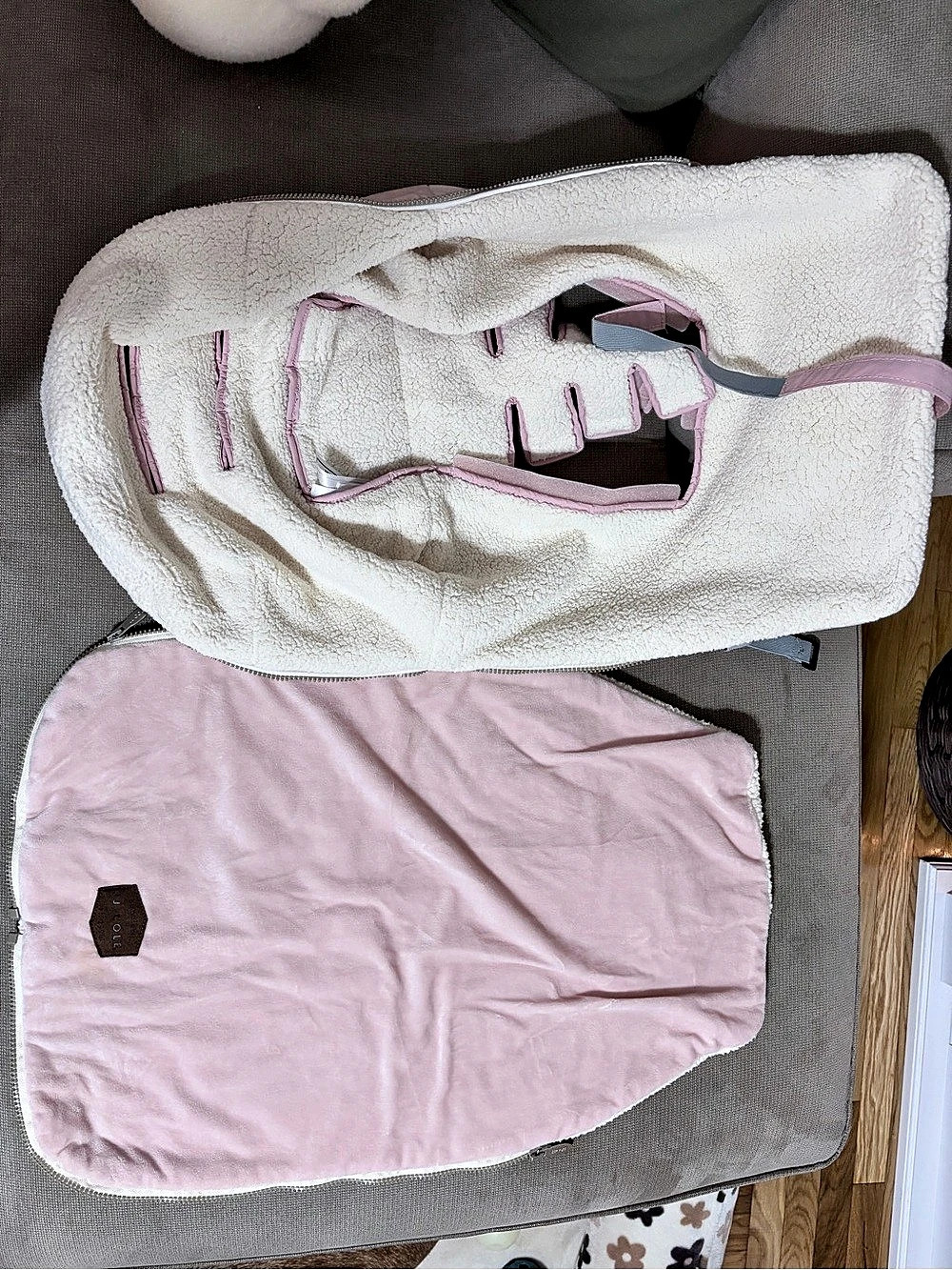 Infant Car Seat cover Pink & White